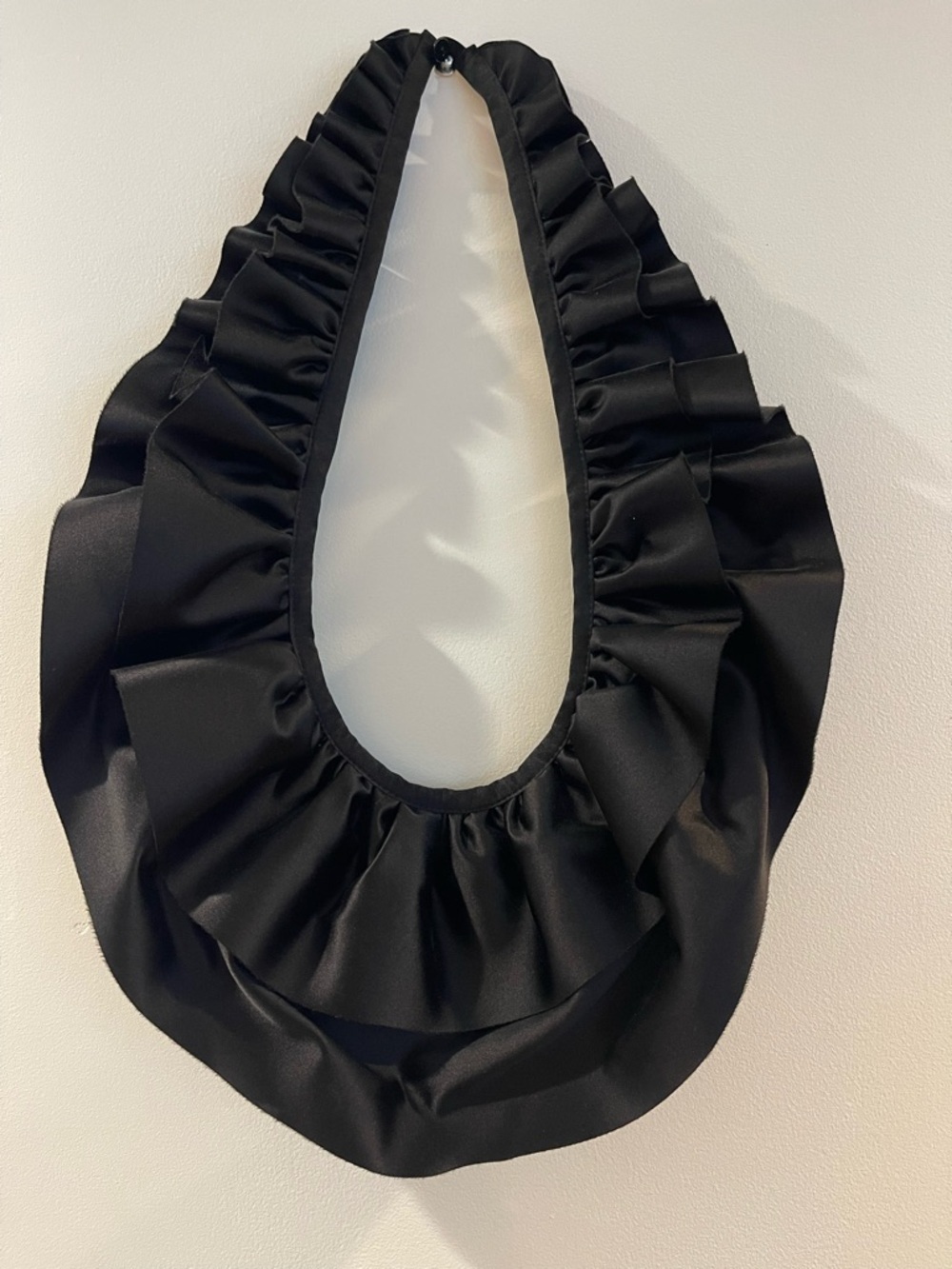 GEORGIO ARMANI Ruffled Black Satin Neck Embellishment Necklace - Scarf